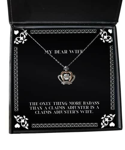 the only thing more badass than a claims adjuster is a claims adjusters crown pendant necklace wife jewelry motivational for wife