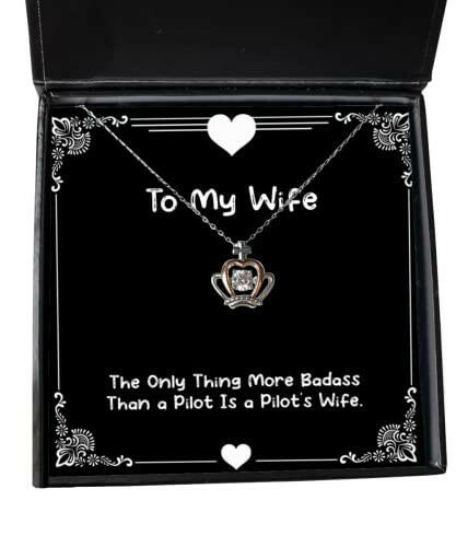 cool wife the only thing more badass than a pilot is a pilots wife fun holiday crown pendant necklace for wife