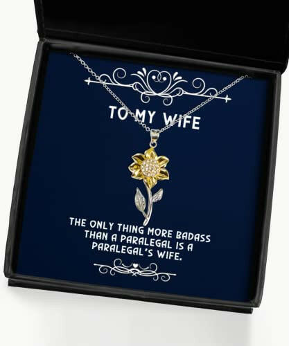gag wife sunflower pendant necklace the only thing more badass than a paralegal is a inspirational for wife valentines day