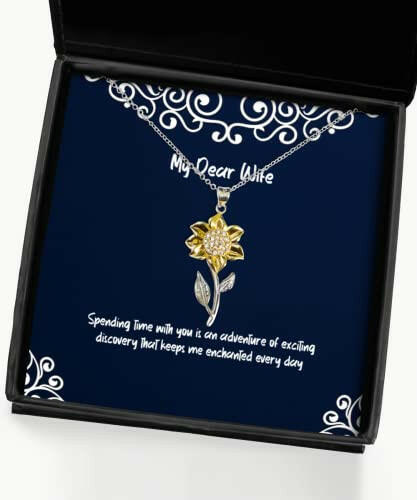 best wife spending time with you is an adventure of exciting motivational holiday sunflower pendant necklace for wife