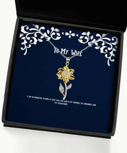 unique wife sunflower pendant necklace i am so thankful to have a wife like you who is my fun gifts for wife birthday gifts jewelry for wife wife jewelry gift ideas best jewelry gifts for