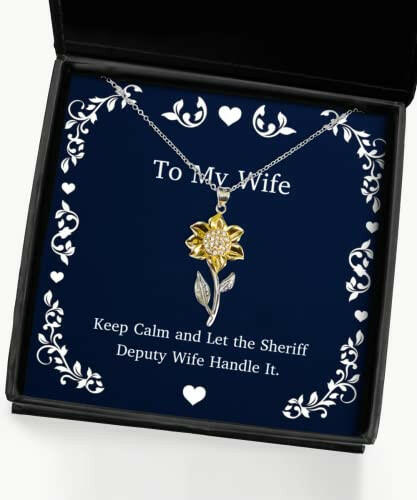 gag wife gifts keep calm and let the sheriff deputy wife handle it new holiday sunflower pendant necklace gifts for wife