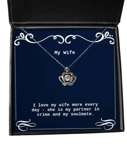 epic wife crown pendant necklace i love my wife more every day she is my partner present for wife love gifts from husband gift for wife who loves epics unique gift for wife who loves epics