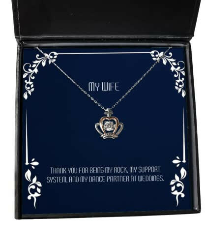 thank you for being my rock my support system and my crown pendant necklace wife present from husband funny jewelry for wife gift ideas for her gift ideas for him gift ideas for mom gift