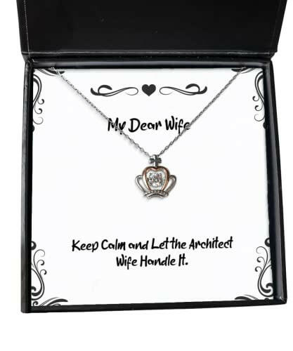 keep calm and let the architect wife handle it crown pendant necklace wife present from husband cool jewelry for wife