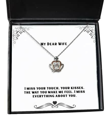 i miss your touch your kisses the way you make me feel i miss wife crown pendant necklace fun wife gifts jewelry for wife gift ideas for husband best gifts for husband unique gifts for