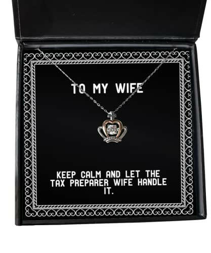 motivational wife crown pendant necklace keep calm and let the tax gifts for wife present from husband jewelry for wife