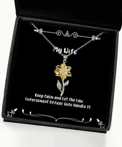 unique wife keep calm and let the law enforcement officer wife handle it brilliant sunflower pendant necklace for wife from husband