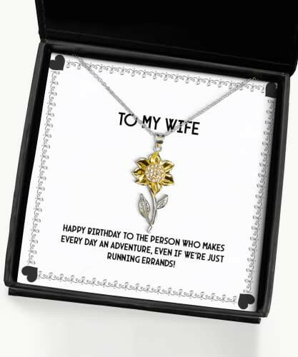 happy birthday to the person who makes every day an adventure sunflower pendant necklace wife jewelry funny gifts for wife sunflower jewelry sunflower gifts wife gift