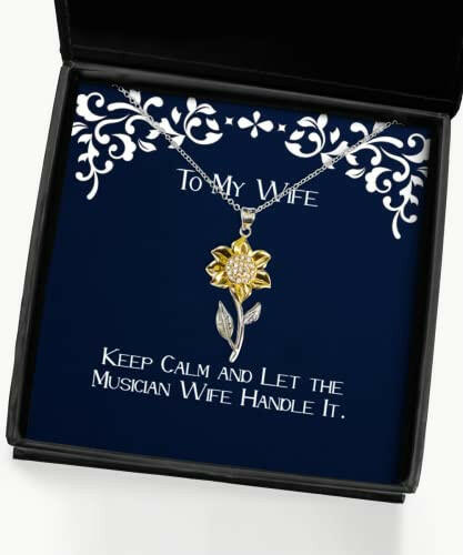 unique wife sunflower pendant necklace keep calm and let the musician gifts for wife present from husband jewelry for wife wedding gift ideas year ideas year