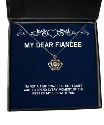 fiancee gifts for im not a time traveler but i cant wait to spend every gag fiancee crown pendant necklace jewelry from funny jewelry gift ideas unique funny jewelry gifts handmade funny