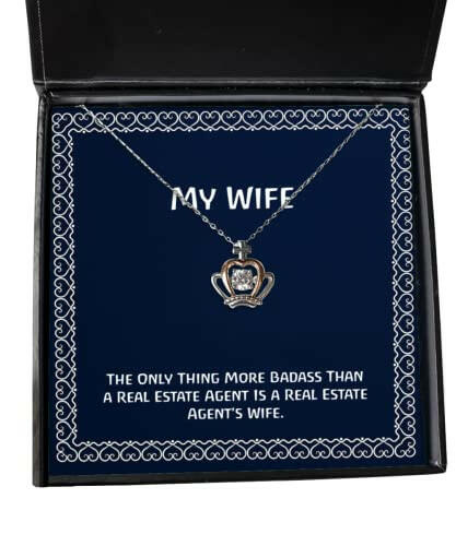 the only thing more badass than a real estate agent is a real estate wife crown pendant necklace unique idea wife jewelry for wife