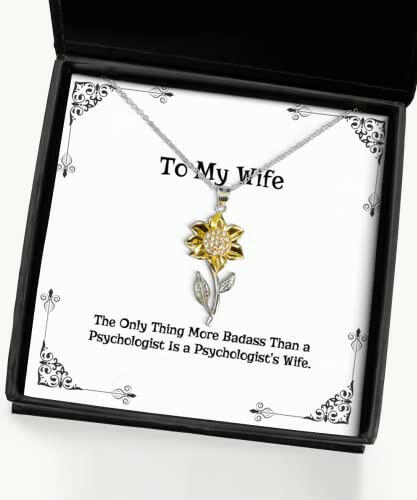 wife gifts for wife the only thing more badass than a psychologist joke wife sunflower pendant necklace jewelry from husband