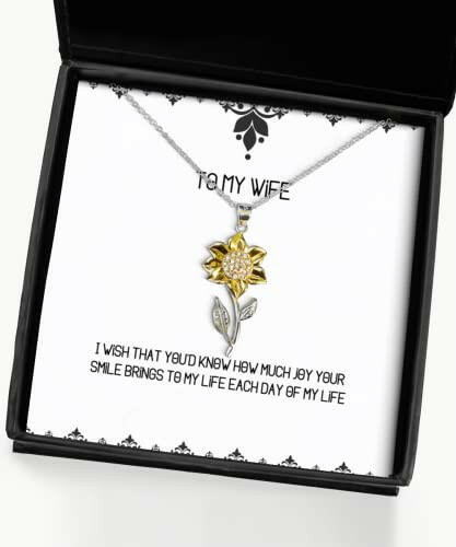 joke wife i wish that youd know how much joy your smile brings to my life best sunflower pendant necklace for wife from husband