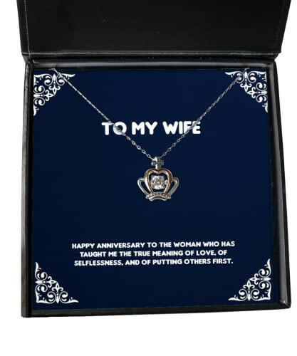 happy anniversary to the woman who has taught me the true meaning of crown pendant necklace wife jewelry for wife birthday crown pendant necklace gift ideas birthday crown pendant