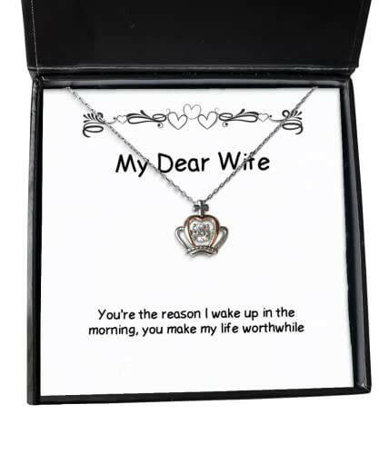 special wife crown pendant necklace youre the reason i wake up in the morning you make my life new for wife holiday