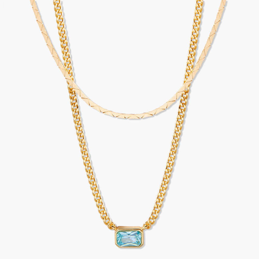 18K Gold Birthstone Pendant Necklace, Duo Layered Gemstone Jewelry, Custom Birthstone Charm, Elegant Gift for Her