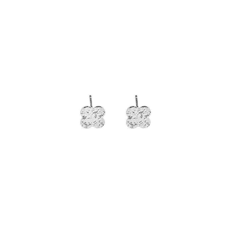 S925 Sterling Silver Four-Leaf Clover Crushed Ice Earrings