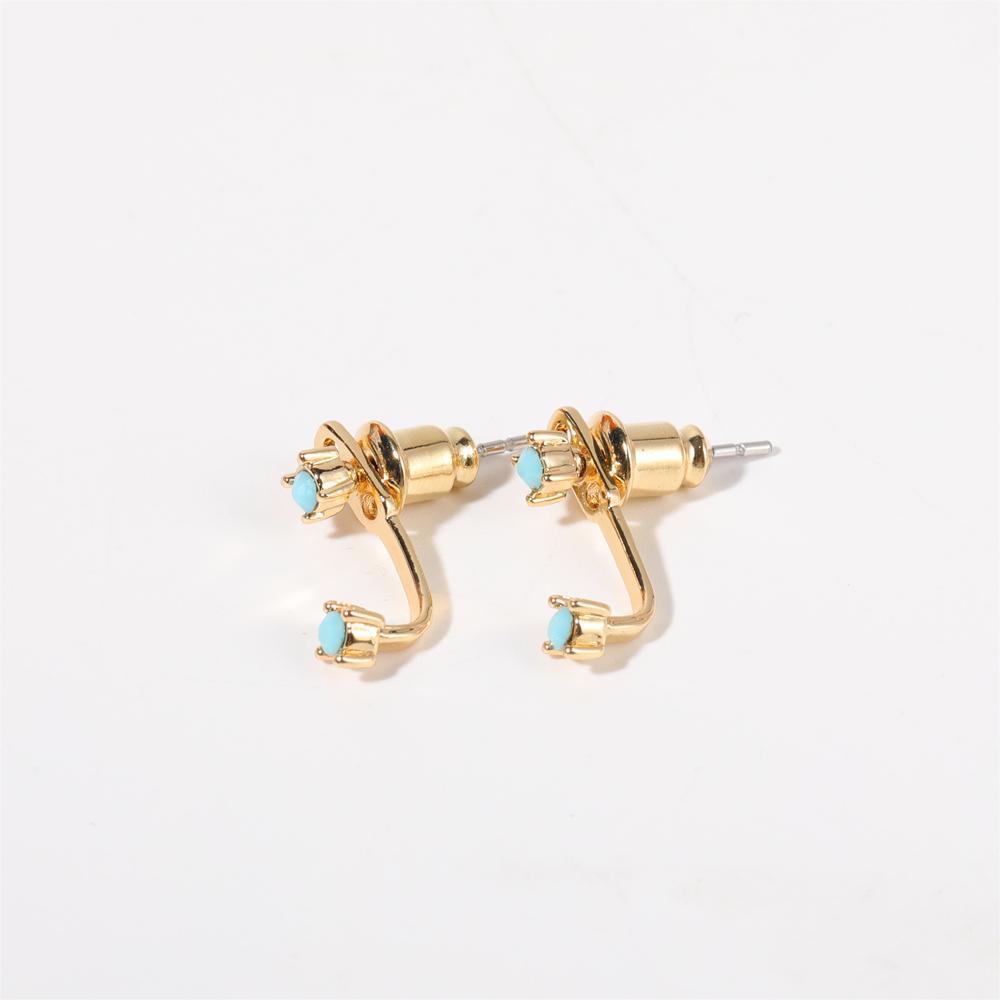 Stunning U-Shaped 12 Birthstone Stud Earrings - 18K Gold Plated Copper Gift
