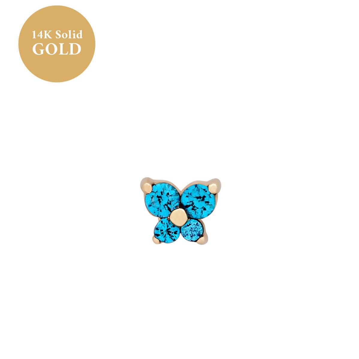 Butterfly Stud Earrings with 12 Birthstones for Women Zircon Piercing Studs