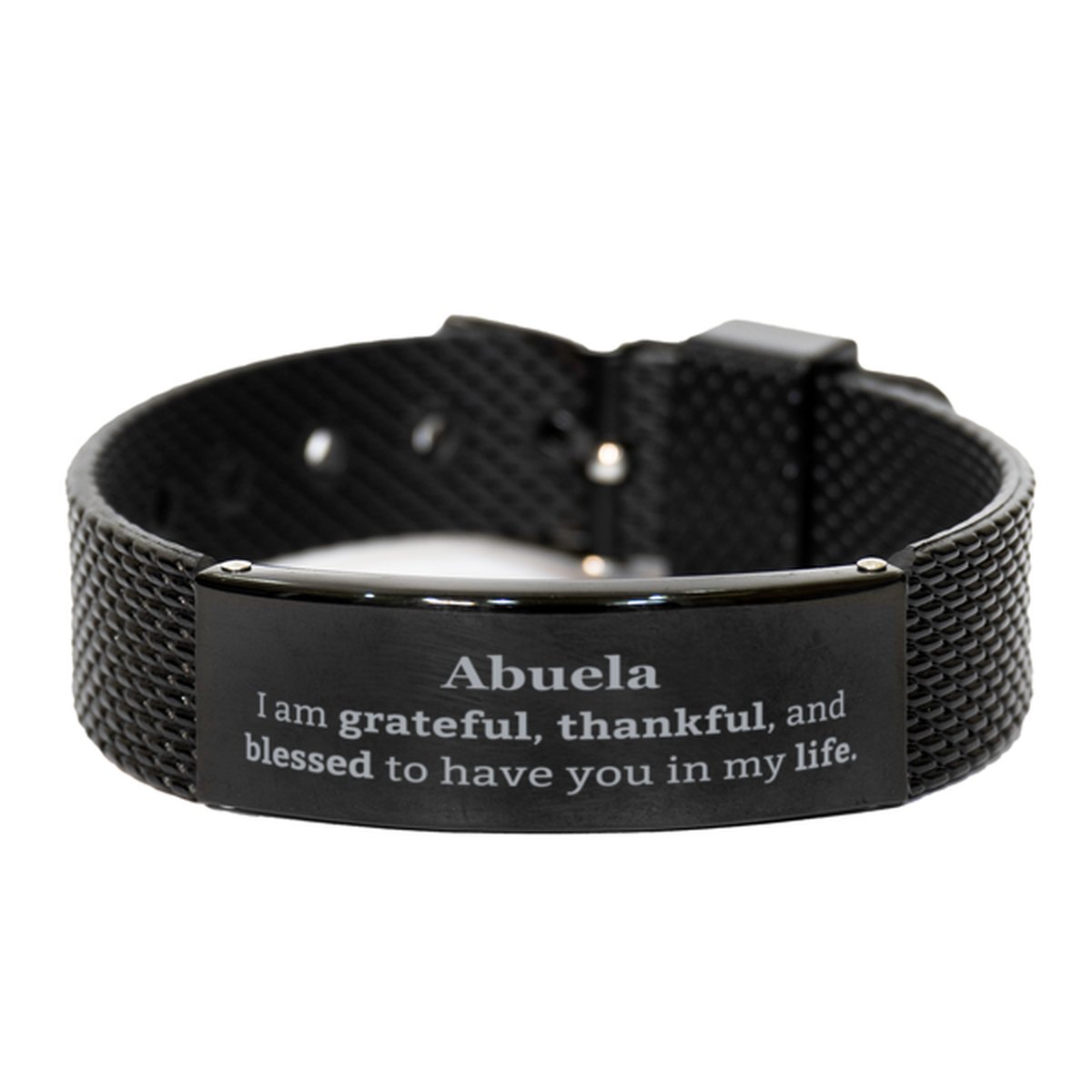 abuela appreciation gifts i am grateful thankful and blessed thank you black shark mesh bracelet for abuela birthday inspiration gifts for abuela