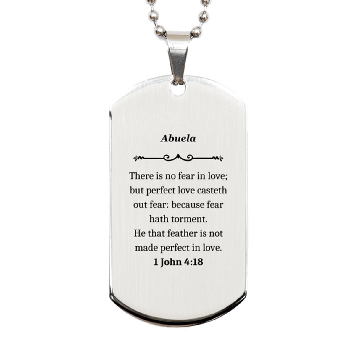 abuela silver dog tag engraved with perfect love no fear inspirational gift for christmas and graduation