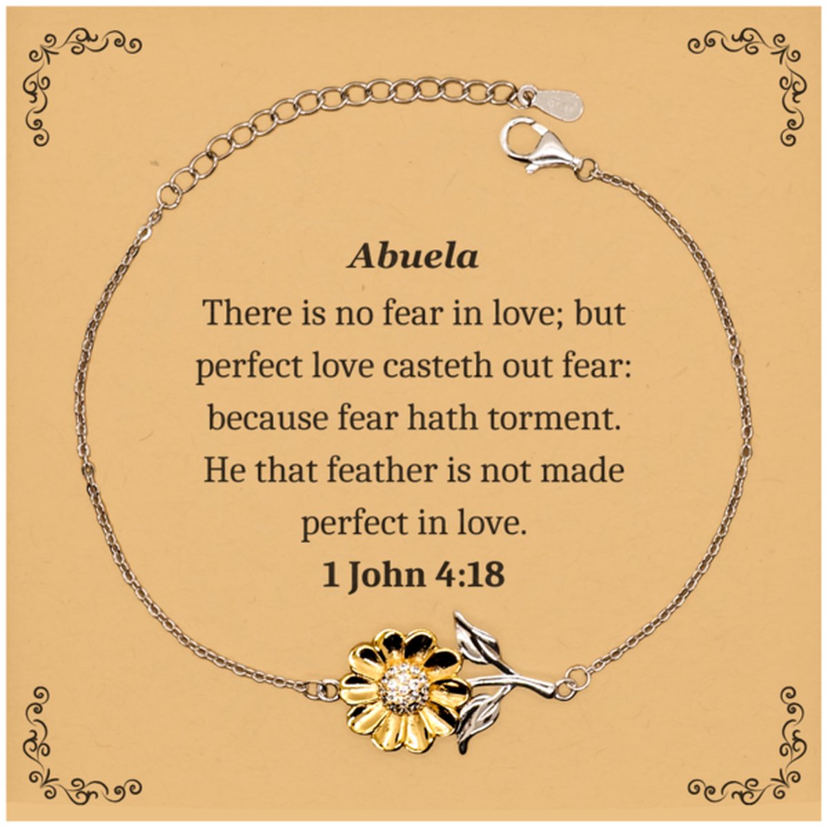 abuela sunflower bracelet perfect love casteth out fear inspirational gift for grandma on mothers day christmas and birthday