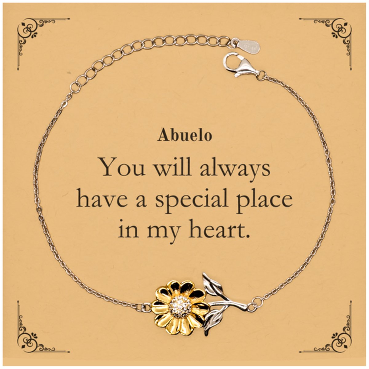 abuelo sunflower bracelet always in my heart unique gift for grandfather on birthday christmas or graduation engraved confidence and hope