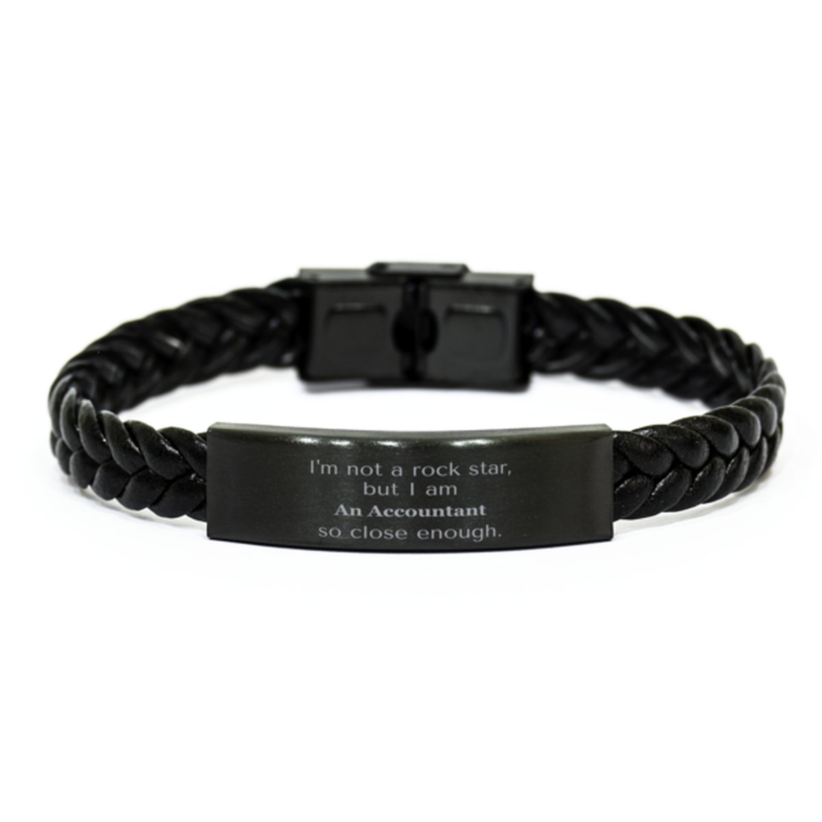 accountant braided leather bracelet im not a rockstar but close enough confidence inspirational gift for him or her on christmas birthday or graduation