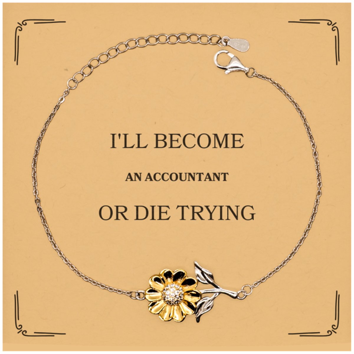 accountant sunflower bracelet inspirational accessory for graduation or birthday gift idea