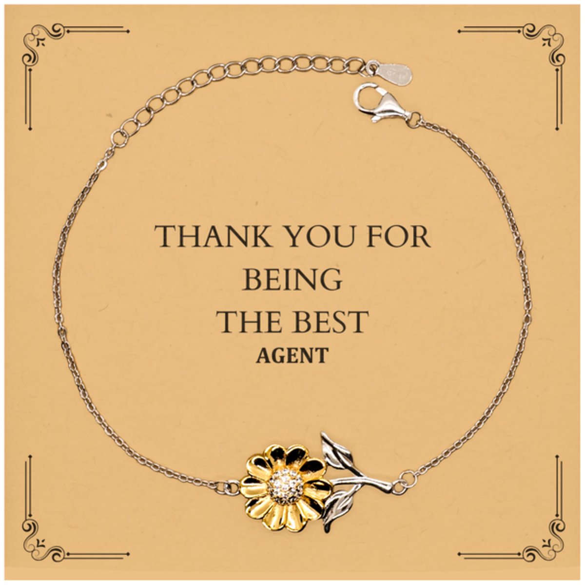 agent sunflower bracelet thank you for being the best inspirational gift for birthday or christmas confidence boosting jewelry for veterans day and graduation
