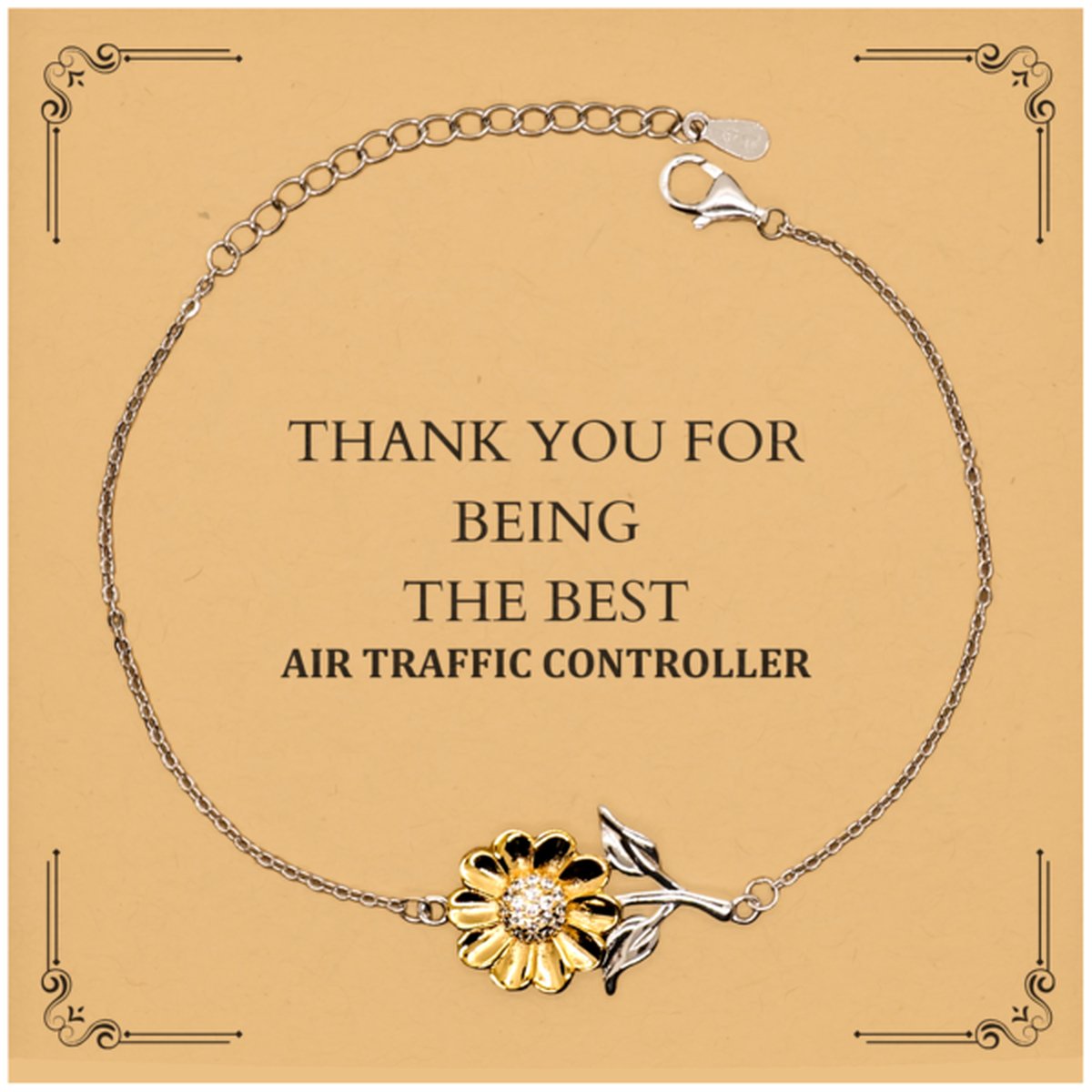 air traffic controller engraved sunflower bracelet thank you for being the best inspirational gift for graduation christmas birthday unique jewelry for confidence and hope