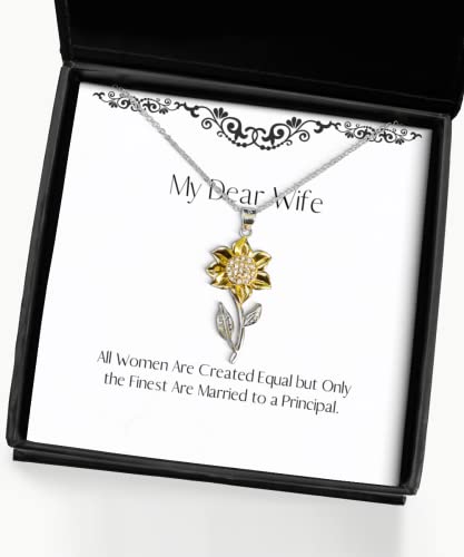 all women are created equal but only the finest are married to a principal sunflower pendant necklace wife jewelry gag for wife