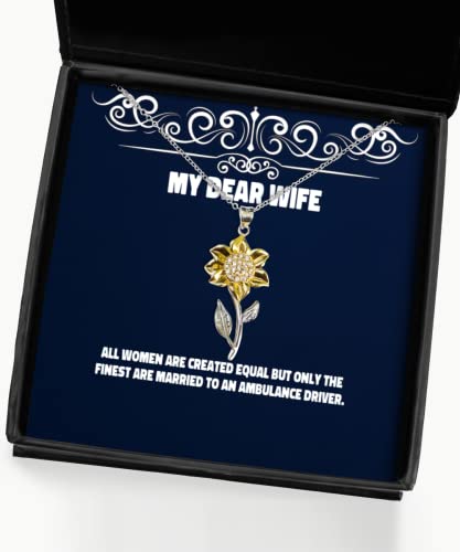 all women are created equal but only the finest are married to wife sunflower pendant necklace motivational wife jewelry for wife