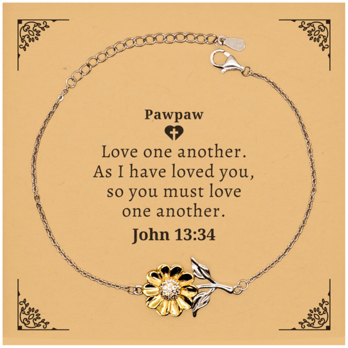 as i have loved you so you must love one another sunflower bracelet pawpaw inspirational jewelry gift for birthday and christmas with hope and confidence