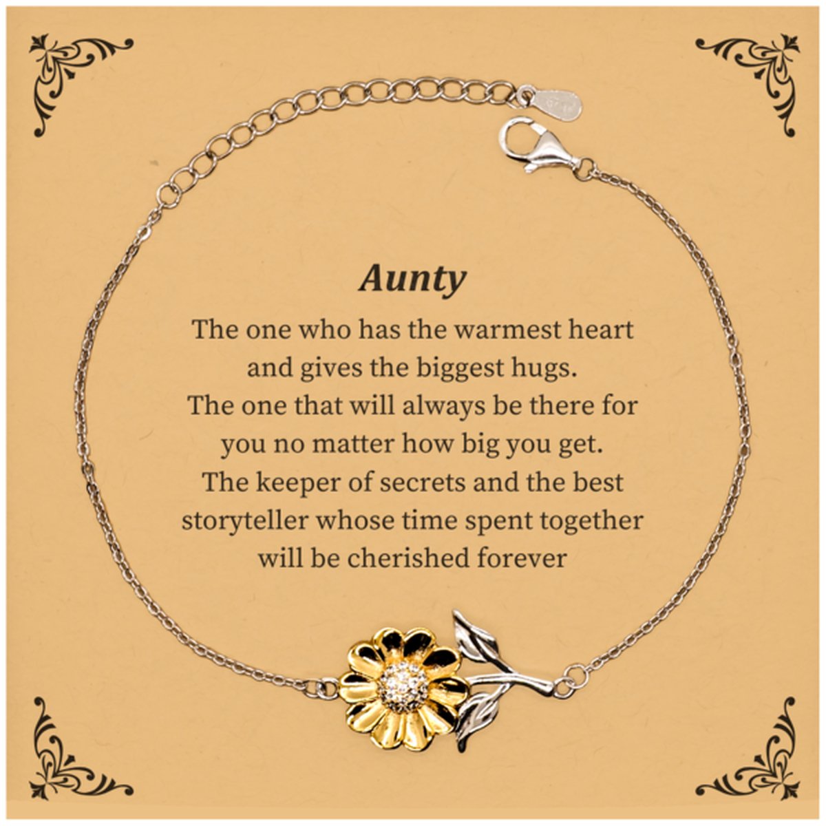 aunty sunflower bracelet cherished forever warmest heart unique gift for birthday holidays christmas graduation