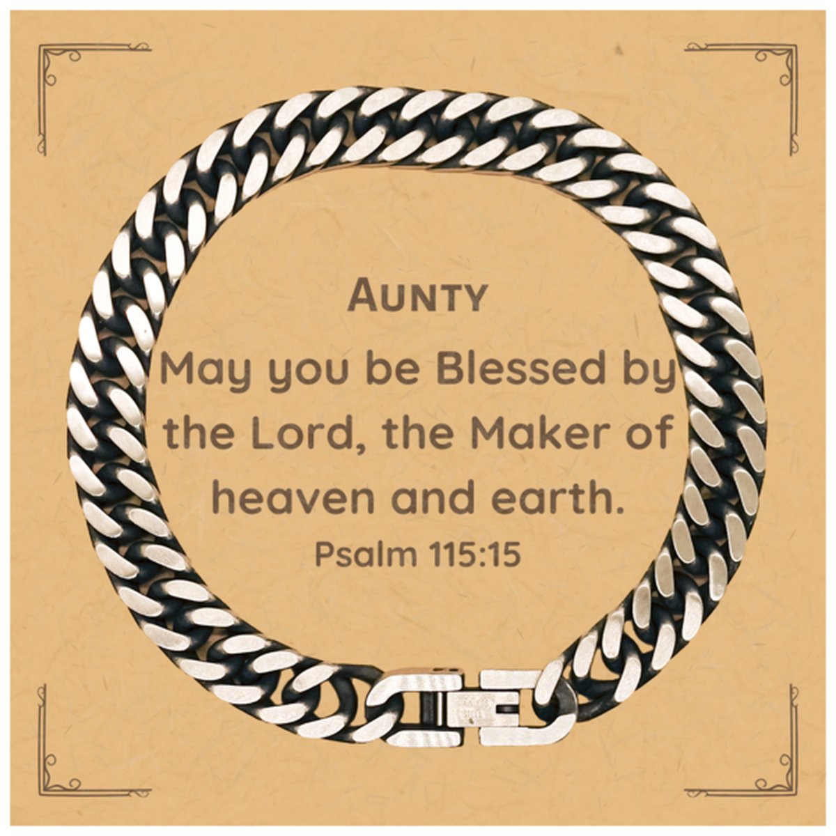 beautiful cuban link chain bracelet for aunty engraved with inspirational quote for birthday christmas and graduation perfect gift for aunty may you be blessed by the lord
