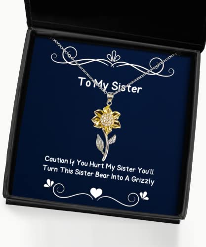 beautiful sister gifts caution if you hurt my sister youll turn this sister bear into a birthday sunflower pendant necklace for sister