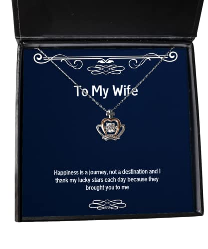 beautiful wife happiness is a journey not a destination and i thank my lucky special crown pendant necklace for wife from husband