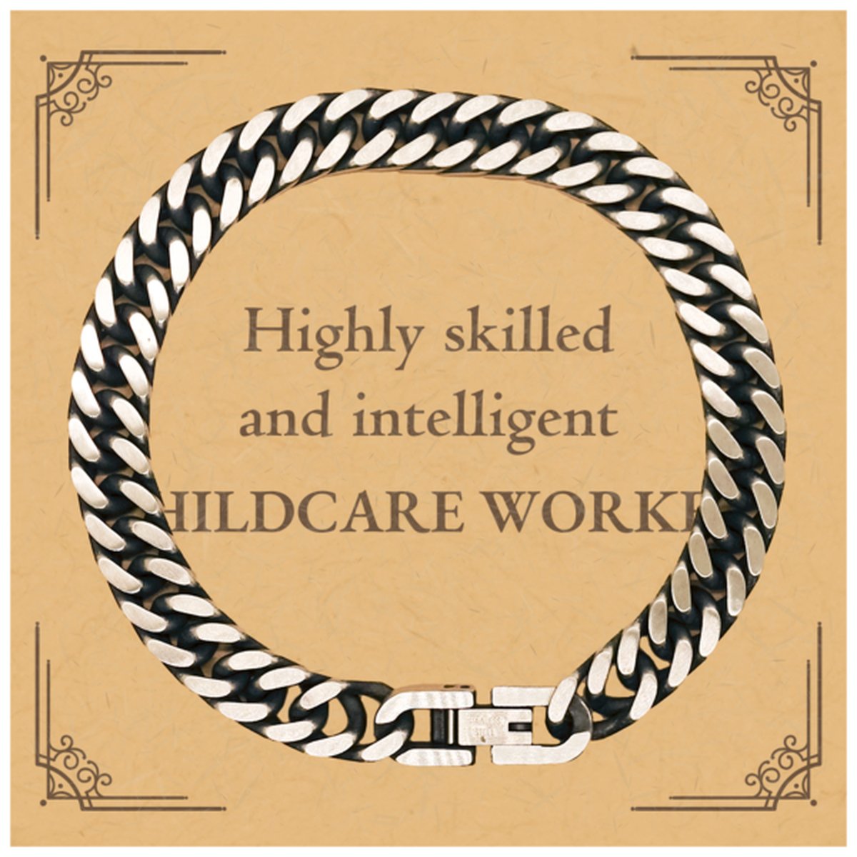 best childcare worker gifts highly skilled and intelligent appreciation birthday cuban link chain bracelet for childcare worker men women friends coworkers