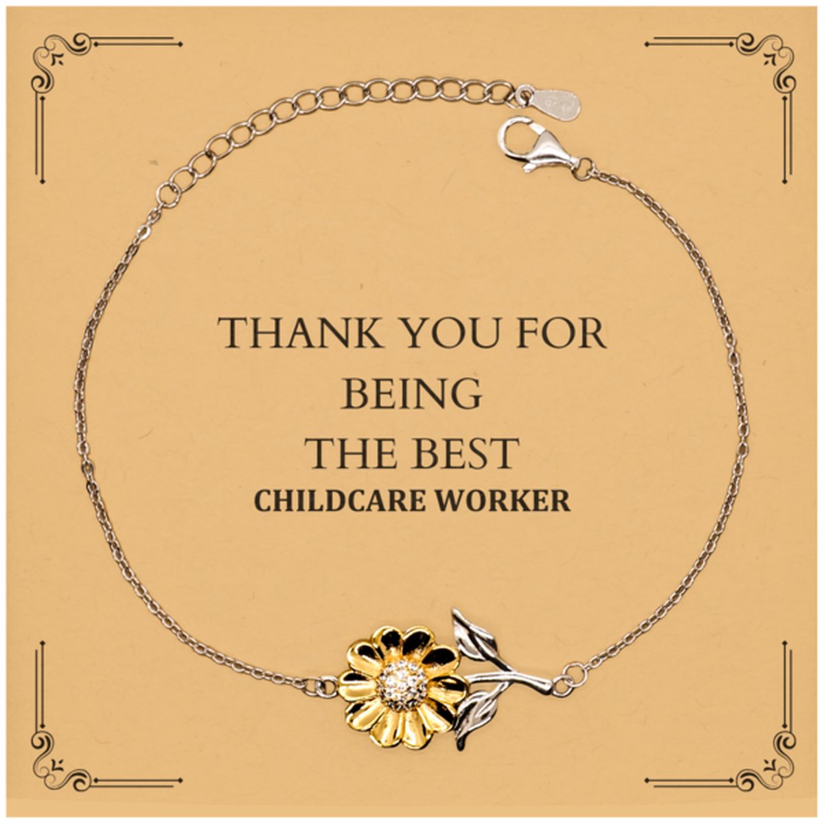 best childcare worker sunflower bracelet thank you appreciation gift for daycare provider
