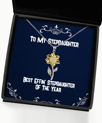 best effin stepdaughter of the year sunflower pendant necklace stepdaughter present from mom beautiful for daughter