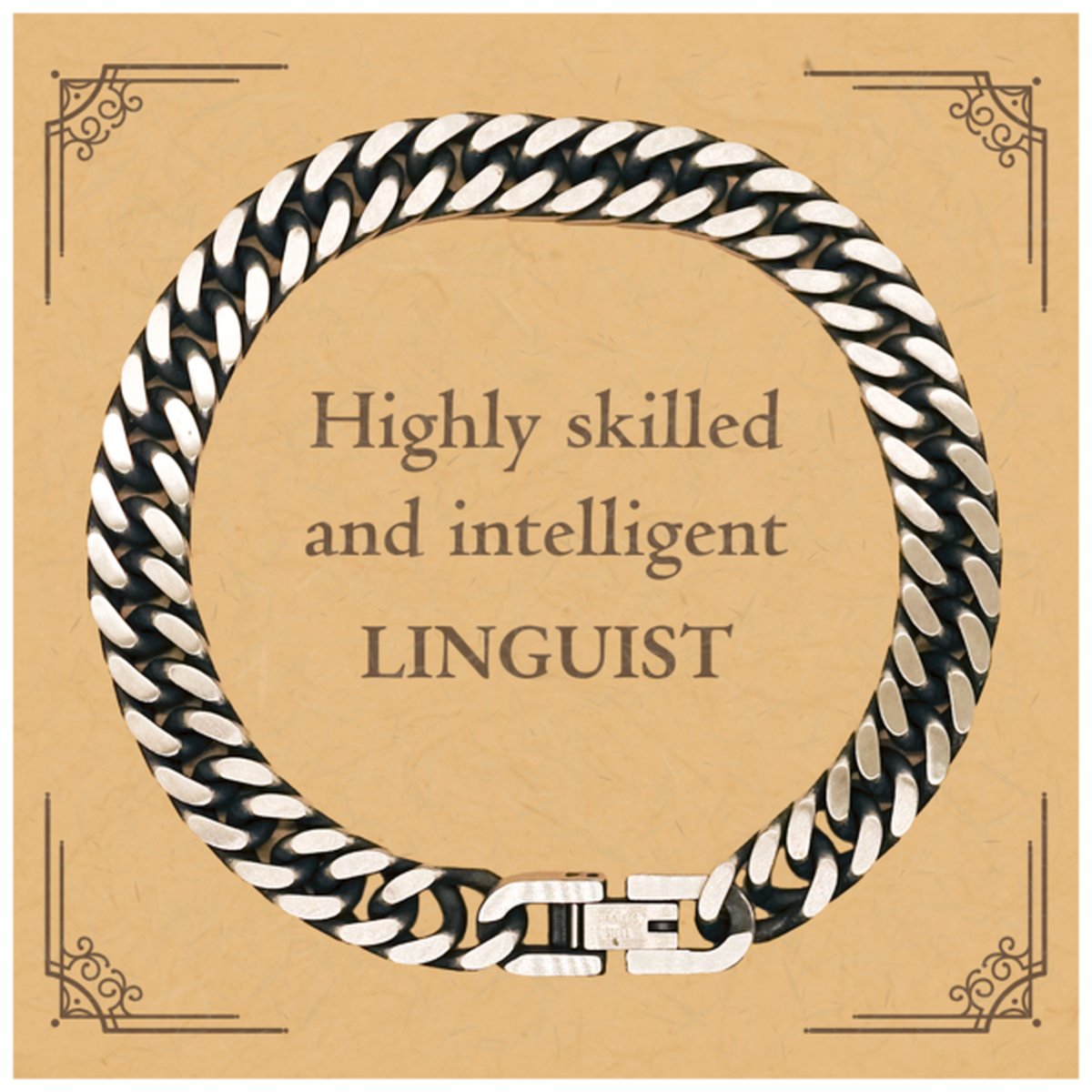 best linguist gifts highly skilled and intelligent appreciation birthday cuban link chain bracelet for linguist men women friends coworkers