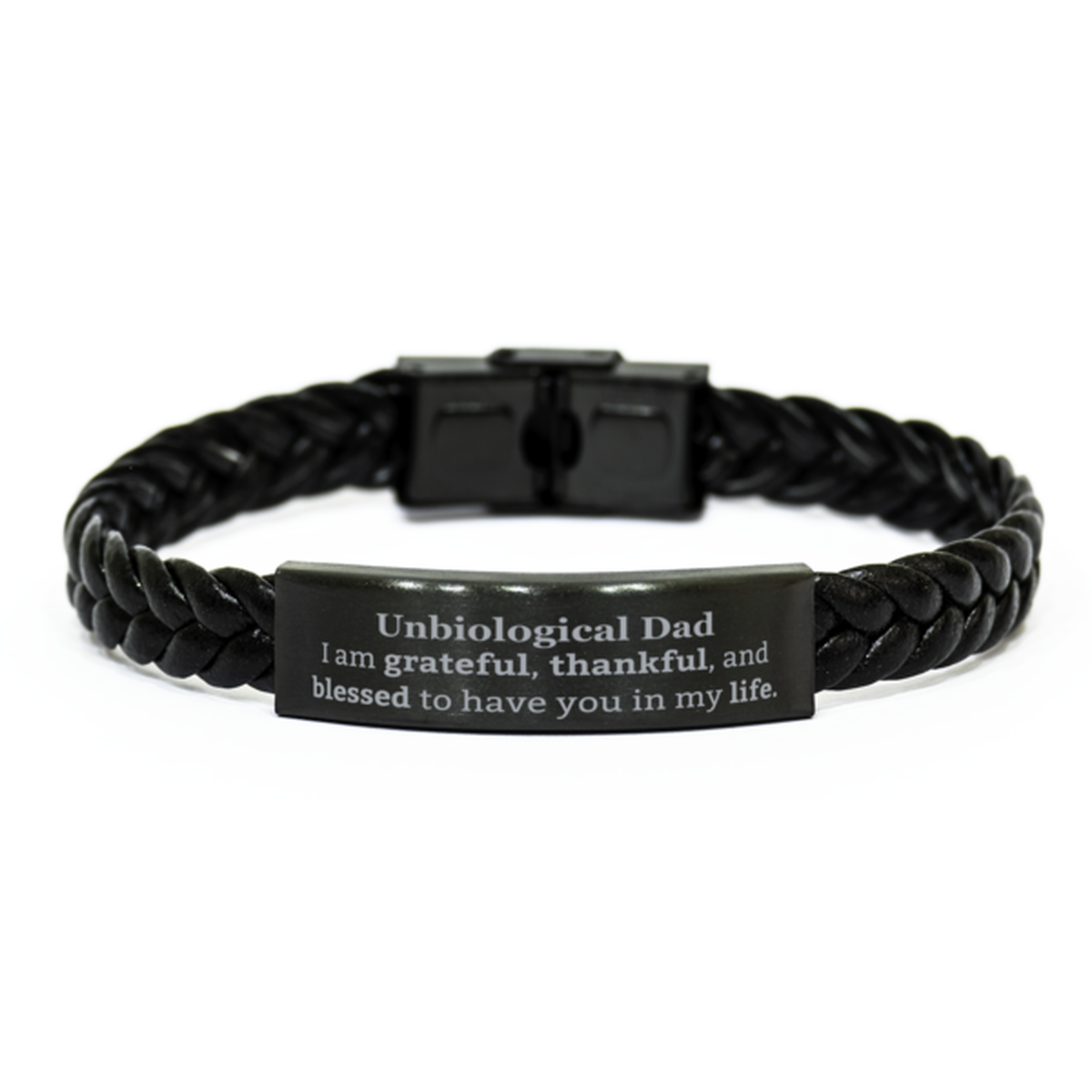 unbiological dad appreciation gifts i am grateful thankful and blessed thank you braided leather bracelet for unbiological dad birthday inspiration gifts for unbiological dad