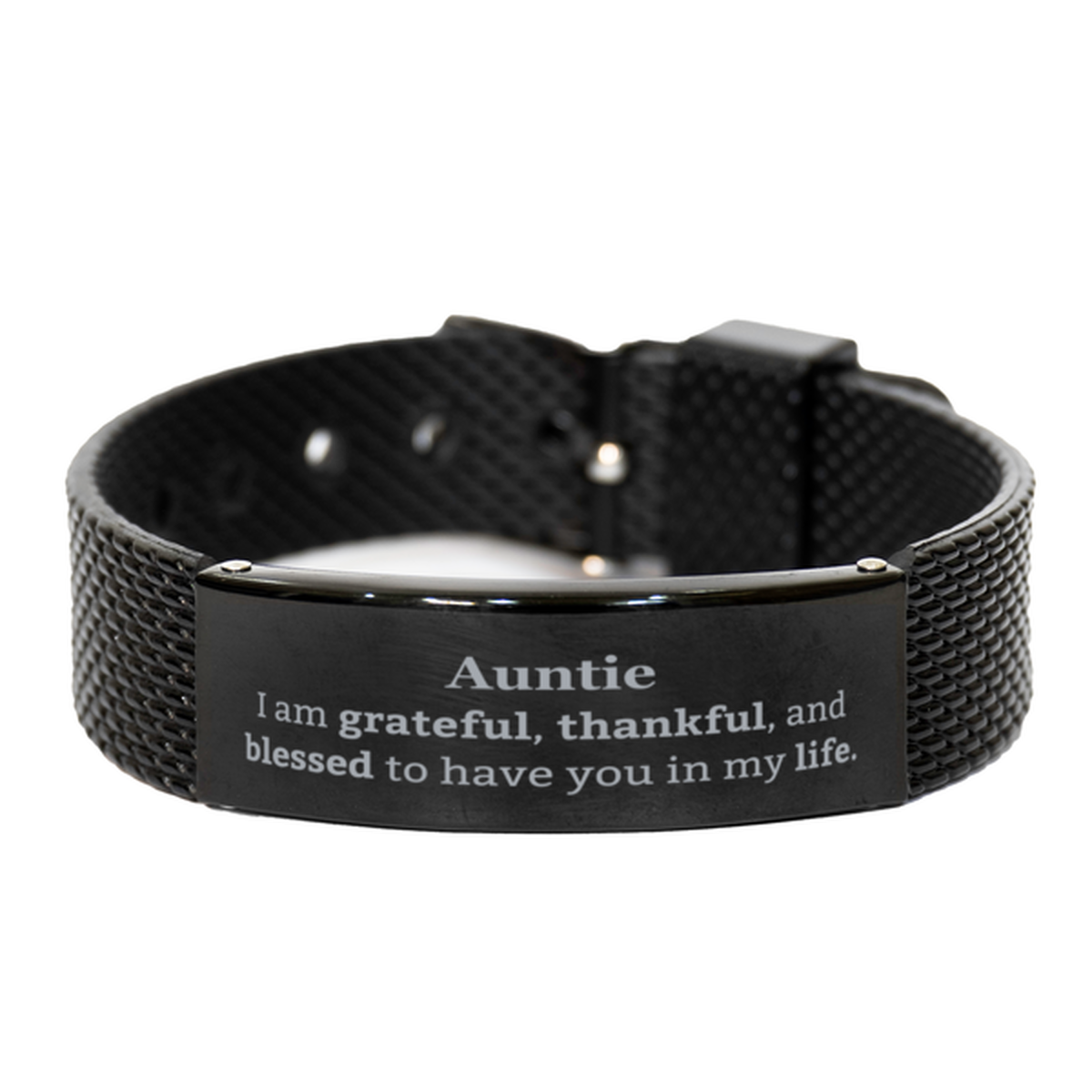 auntie appreciation gifts i am grateful thankful and blessed thank you black shark mesh bracelet for auntie birthday inspiration gifts for auntie