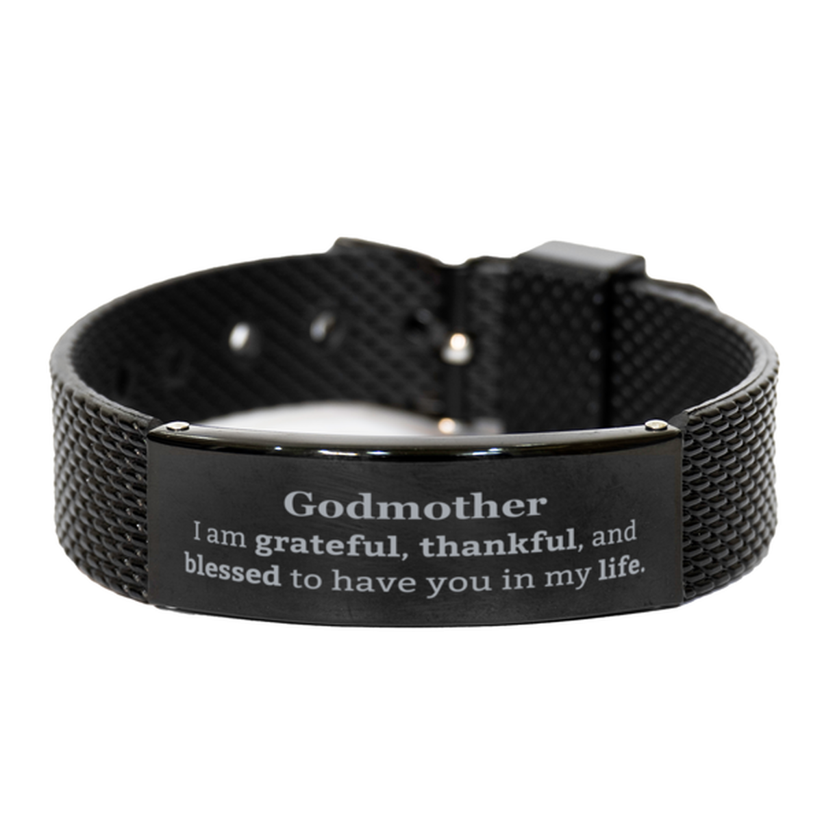godmother appreciation gifts i am grateful thankful and blessed thank you black shark mesh bracelet for godmother birthday inspiration gifts for godmother