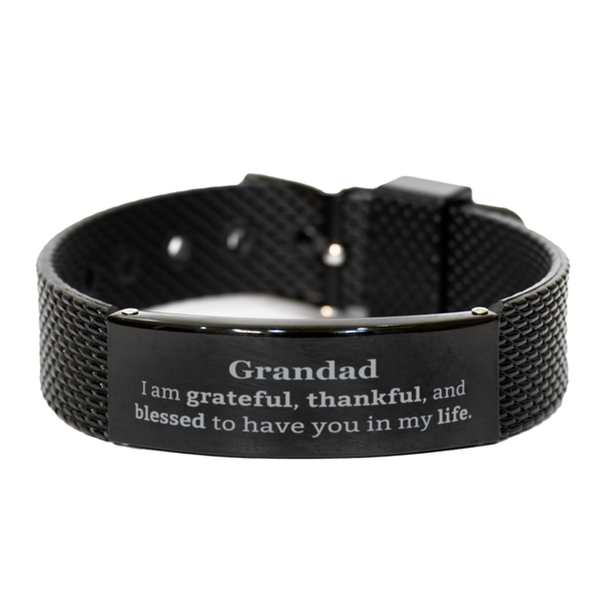 grandad appreciation gifts i am grateful thankful and blessed thank you black shark mesh bracelet for grandad birthday inspiration gifts for grandad