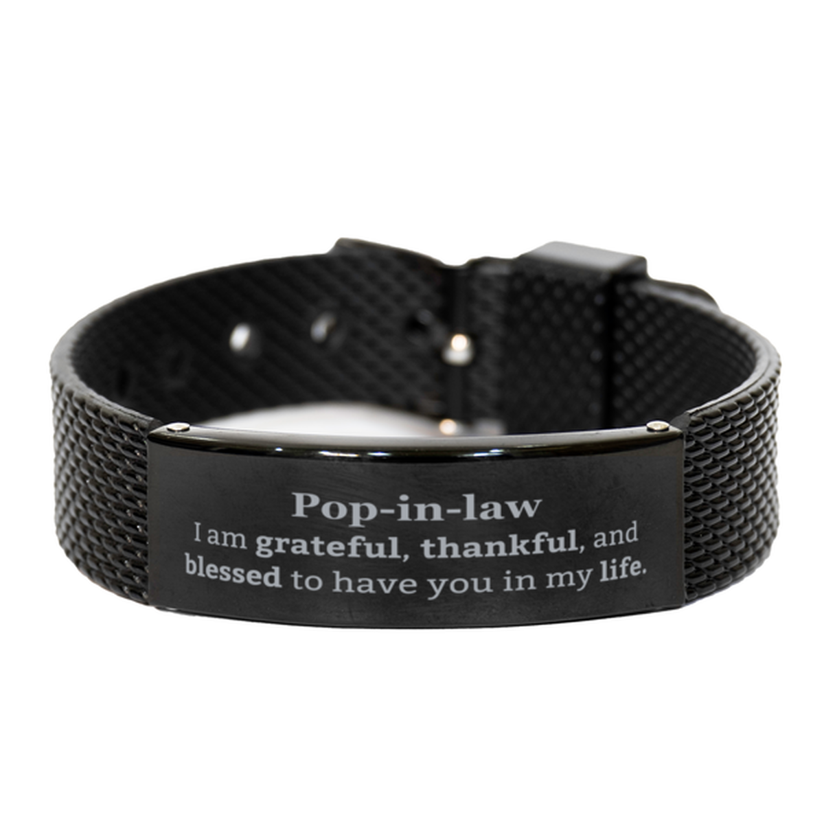 pop in law appreciation gifts i am grateful thankful and blessed thank you black shark mesh bracelet for pop in law birthday inspiration gifts for pop in law