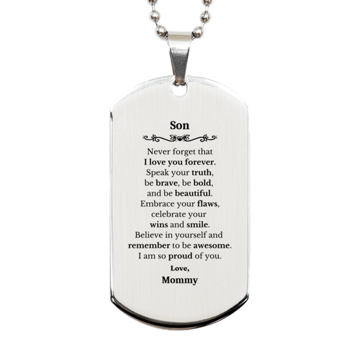 son silver dog tag never forget that i love you forever inspirational son birthday unique gifts from mommy
