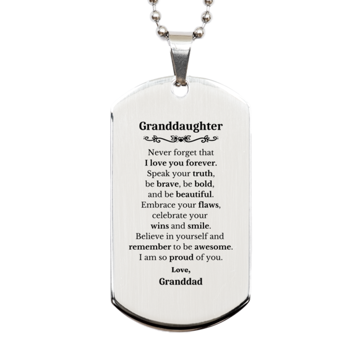 granddaughter silver dog tag never forget that i love you forever inspirational granddaughter birthday unique gifts from granddad